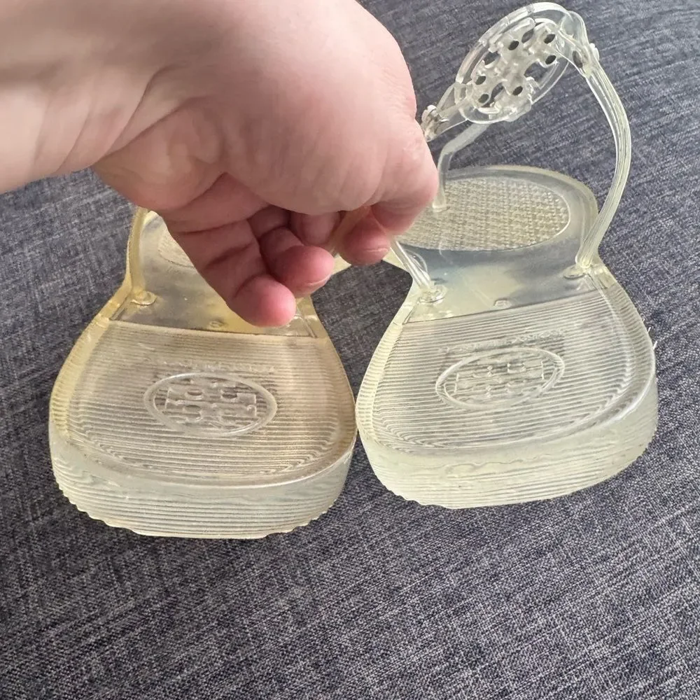 TORY BURCH Women’s Mini Miller Jelly Thong Flip Flop Sandals Clear Sz 8